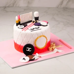 MAKE UP THEME FONDANT CAKE