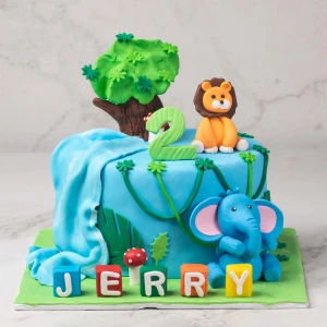 JUNGLE THEME KIDS FONDANT CAKE