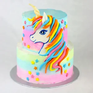 Two Tier Truffle Unicorn Cake-